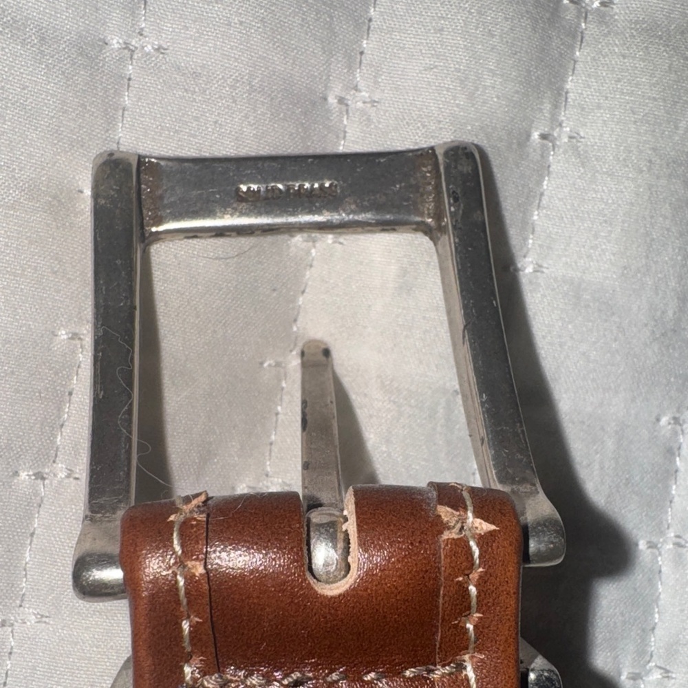 Brown Leather Belt with Silver Buckle - Picture 4 of 6